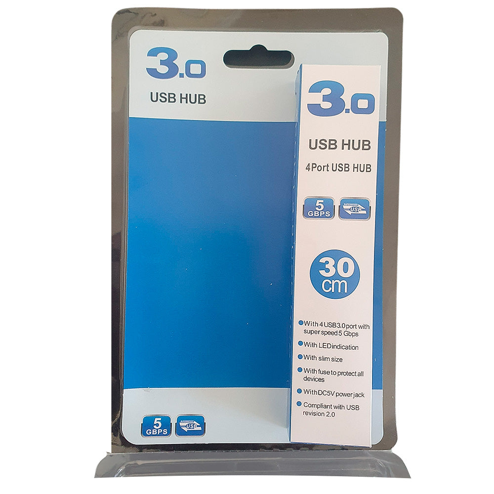 HUB USB 3.0 4 Portas Super Speed 5GBps Slim com Indicador LED Preto - PEI-H303