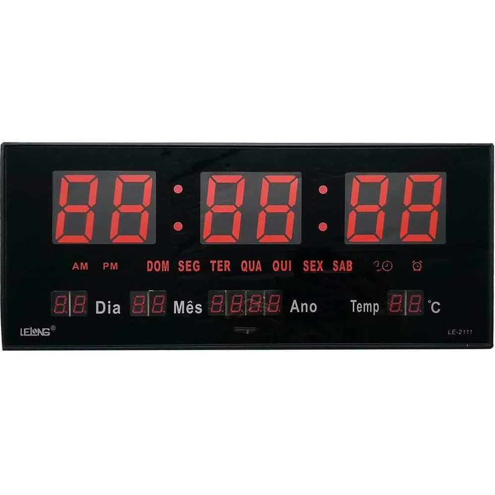 Relógio Parede Digital Led Termometro Calendario Lelong LE-2111