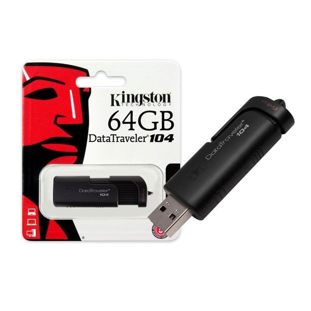 Pendrive Kingston 64gb Dt104 Usb 2.0 Preto Datatraveler Giga