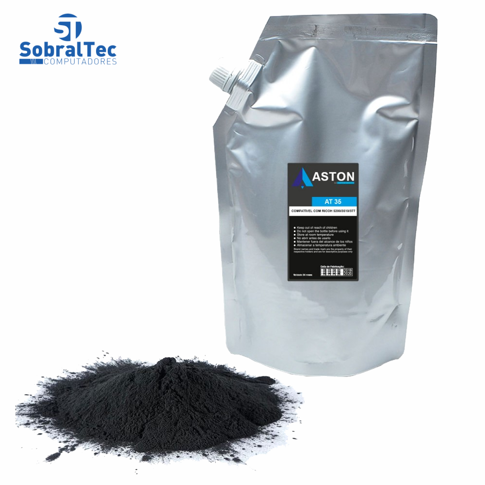 Refil De Toner Para Ricoh SP310 SP377 SP2500 SP5200 SP5210 Aston Bag 1KG AT 35