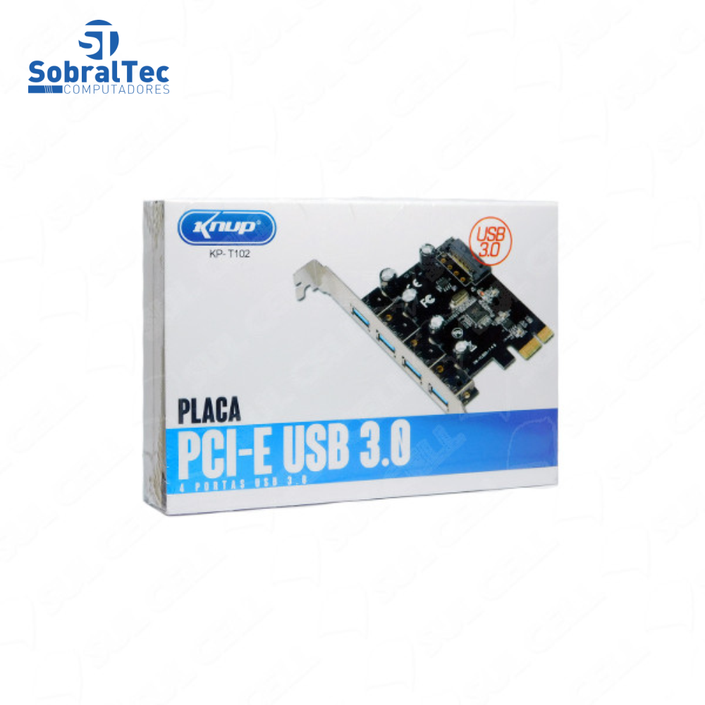 Placa PCI-Express Com 4 Portas USB 3.0 5Gb/s Knup KP-T102