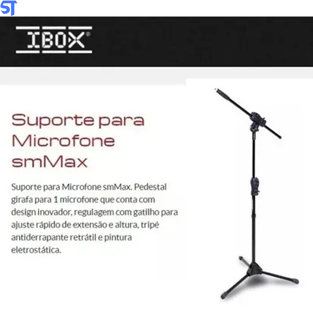 Suporte Pedestal P/ Microfone Ibox Smmax Trava Rápida + Nfe