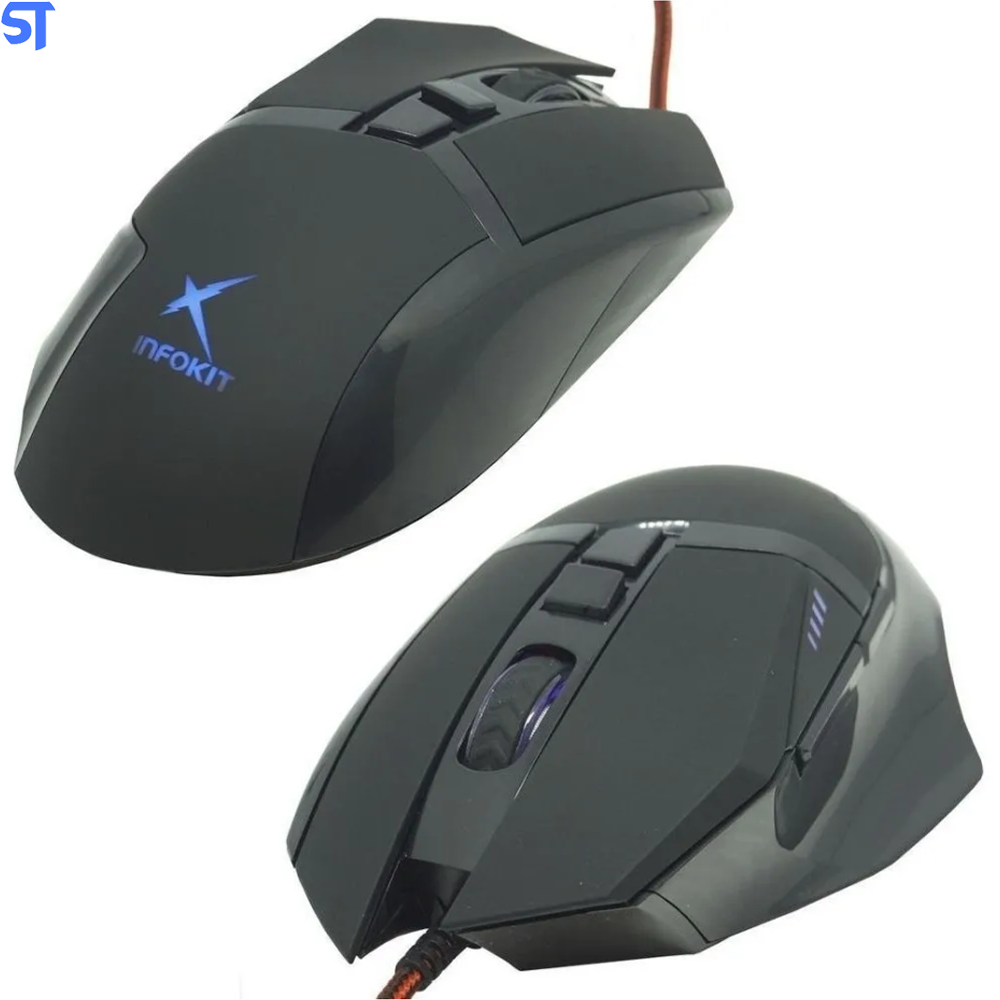 Mouse Gamer Usb 2400 Dpi 6 Botões Led Rgb Cabo Infokit X Soldado Gm-601