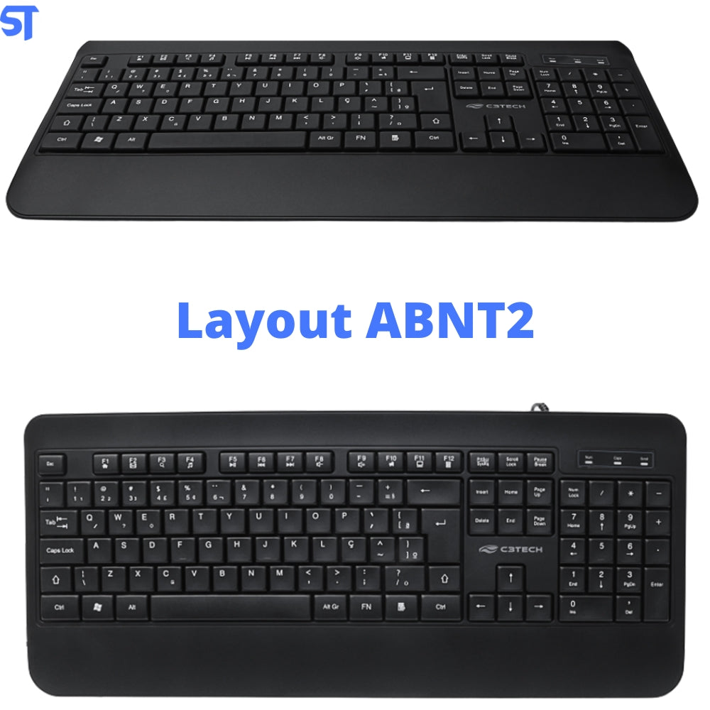 Teclado Multimidia USB KB-M100BK Preto C3Tech