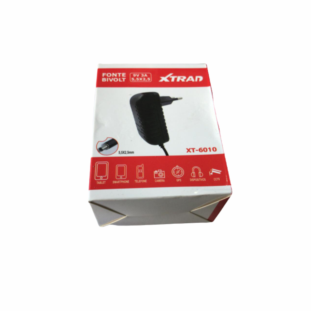 Fonte Bivolt Plug 5,5mm x 2,5mm 9V 3A 0,90 Metros 50 a 60Hz Xtrad XT-6010