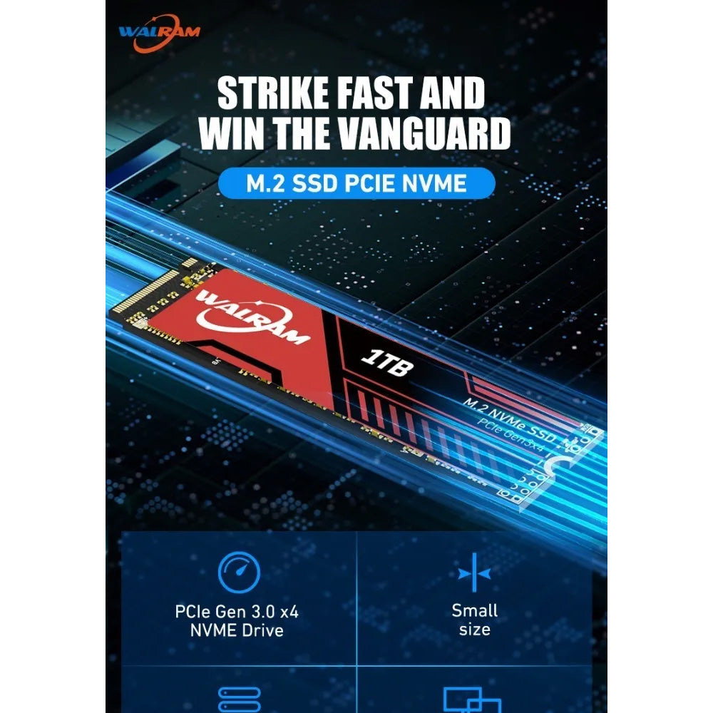 SSD M.2 NVME 1TB Walram 2000Mb/s Leitura 1800Mb/s Escrita