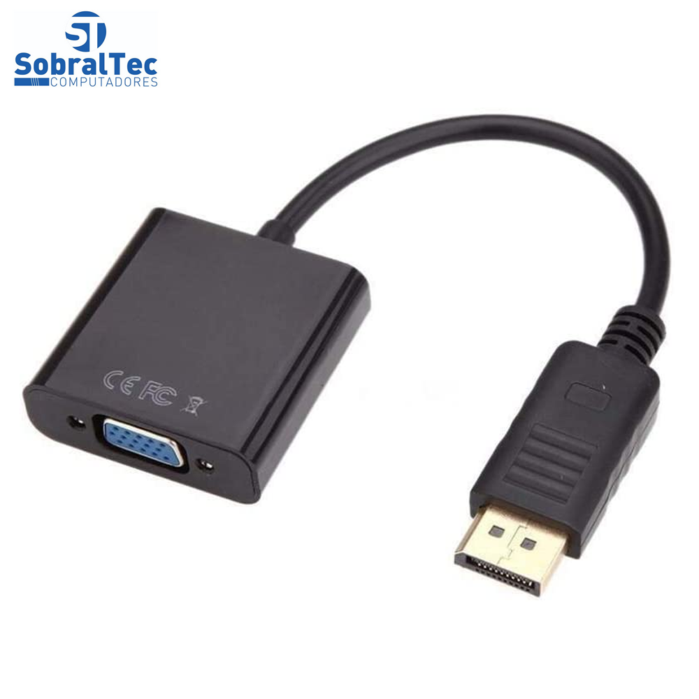 Cabo Conversor DisplayPort Macho Para VGA Fêmea