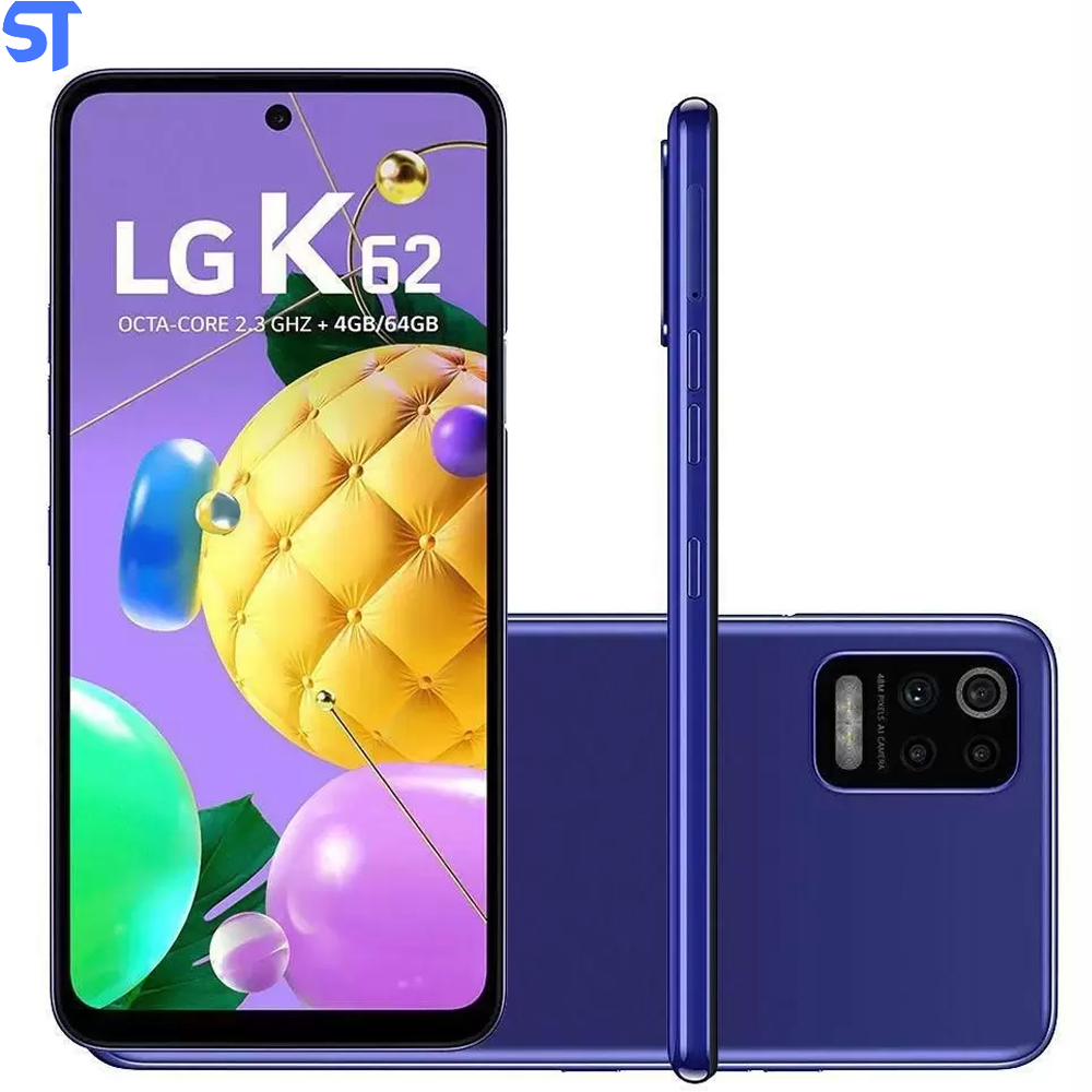 Smartphone LG K62 64GB Azul 4G Processador Octa-Core 4GB RAM Tela 6,59 Camera Quádrupla + Selfie 13MP Android Dual Chip