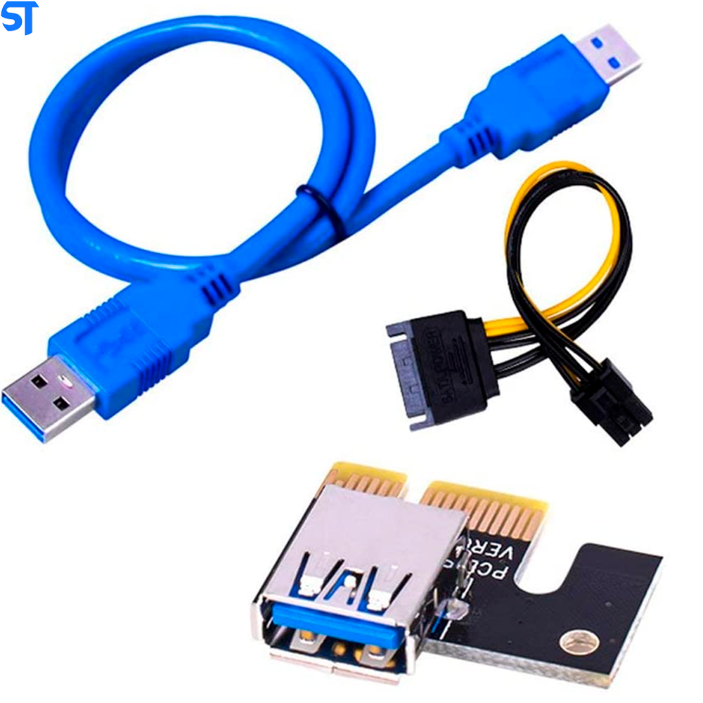 Adaptador Extensor Pci-e Card Usb 3.0 Pci-e 6 Pinos Placa De Video Mineração Ethereum/btc- Tishric