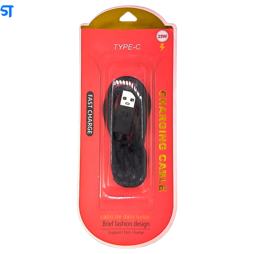 Cabo Motorola Carregamento Rápido Turbo USB á Tipo C 25W - Preto - Caixa Vermelha