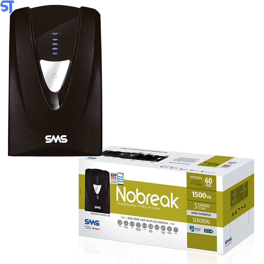 Nobreak SMS Manager III Senoidal NG 1800 VA Bivolt Automático Com 5 Tomadas