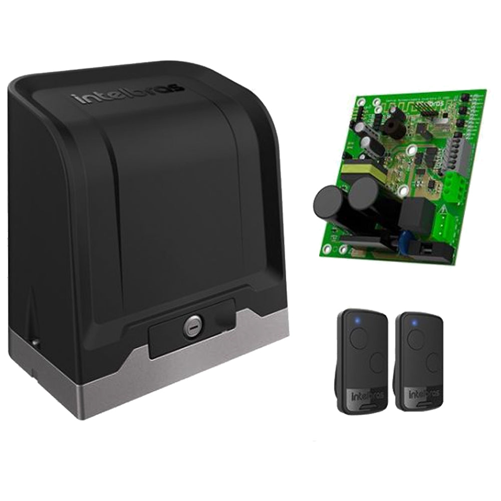 Motor Automatizador de Portão Rápido Intelbras DC 800 FAST Deslizante 1/2 HP Bivolt 220V Com 2 Controles e Placa