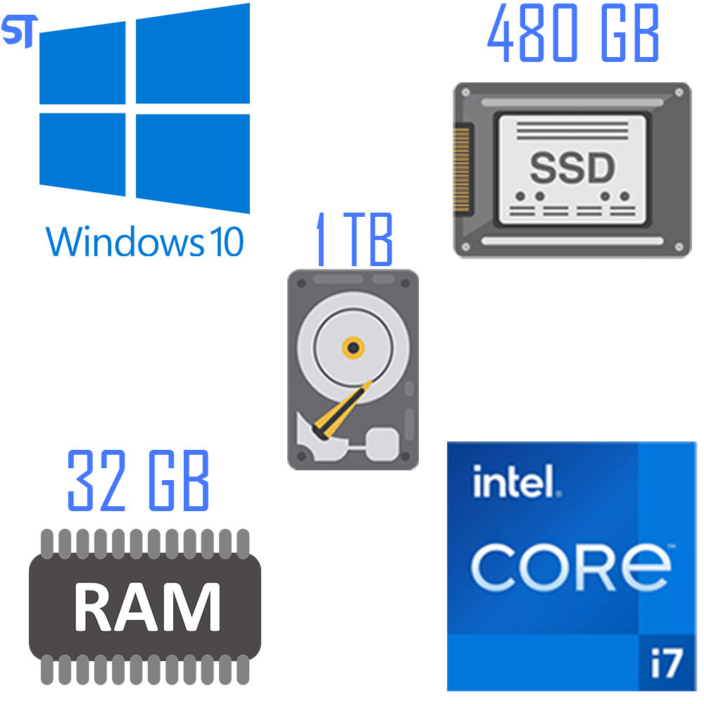 Computador ST Core i7 10700F- SSD M.2 NVME 480GB + 32GB Ram + HD 1TB -  Fonte Real ATX 750W Placa Video GTX 1050 Ti- 4GB