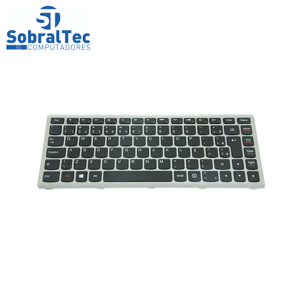 Teclado bringIT Compativel Com Ibm Lenovo G400S - Black - Br - Silver Frame - Big Enter
