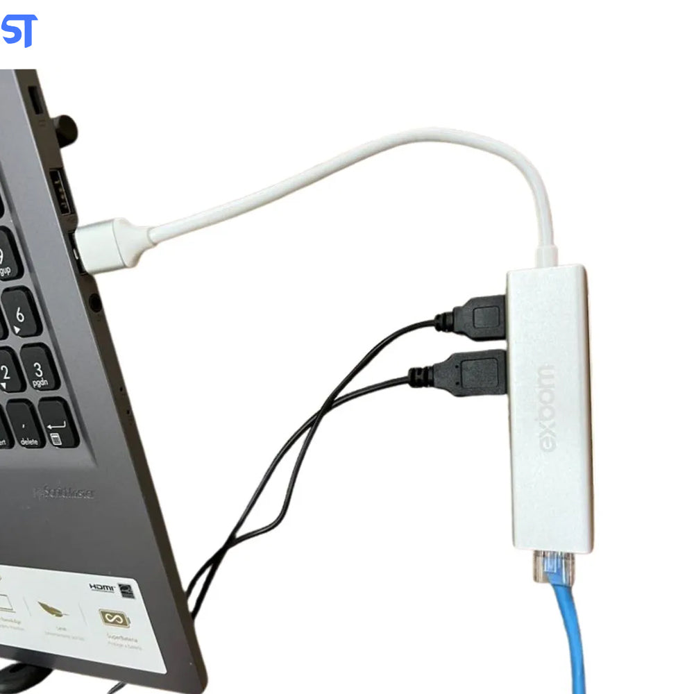 HUB Dock de Expansão com 2 Portas USB 3.0 + Leitor de Cartão TF/SD + Ethernet RJ45 10/100Mbps UHL-R350 - Exbom