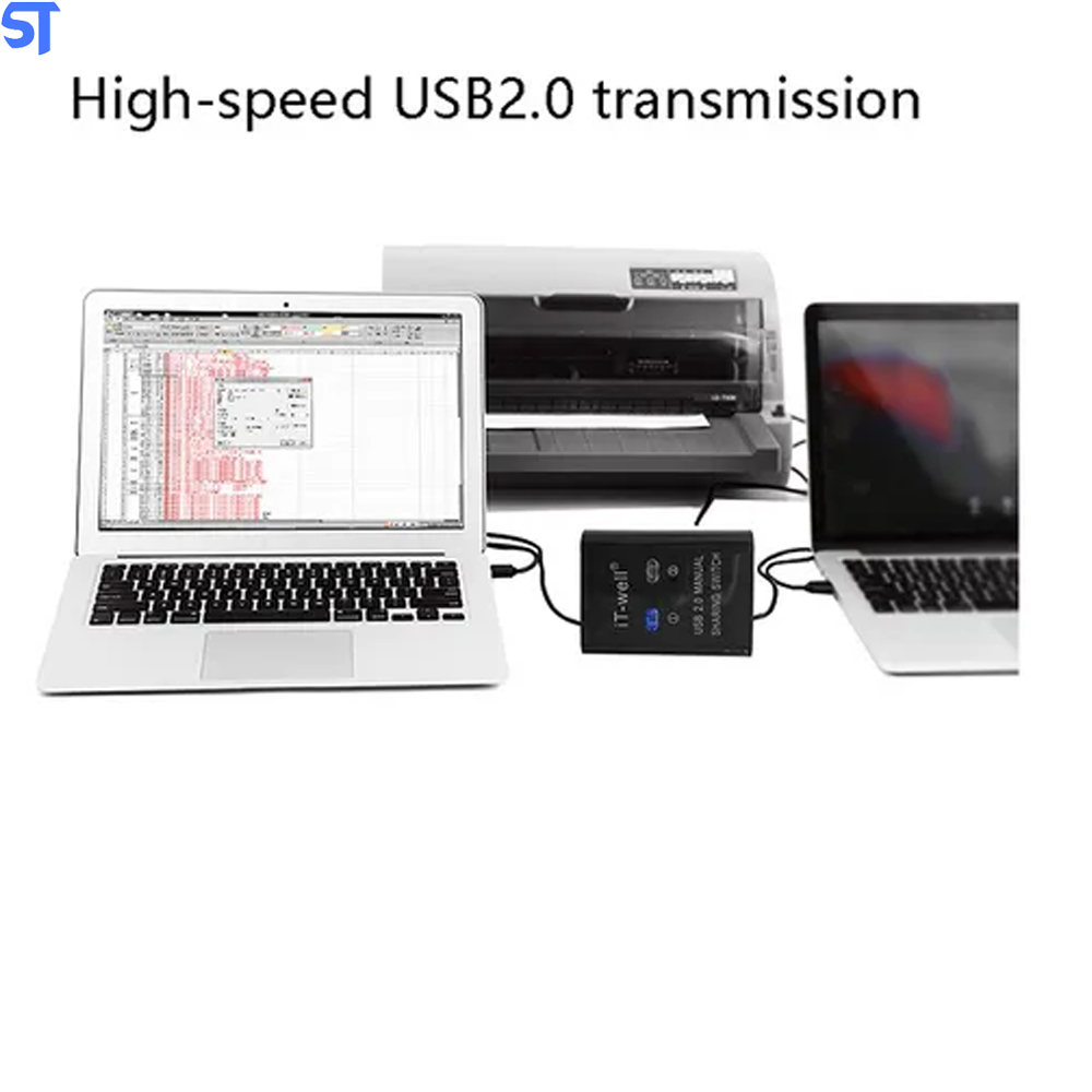 Kvm It-well para Impressora  2 Em 1 Conversor Hub de Comutação Kvm Manual de 2 Portas