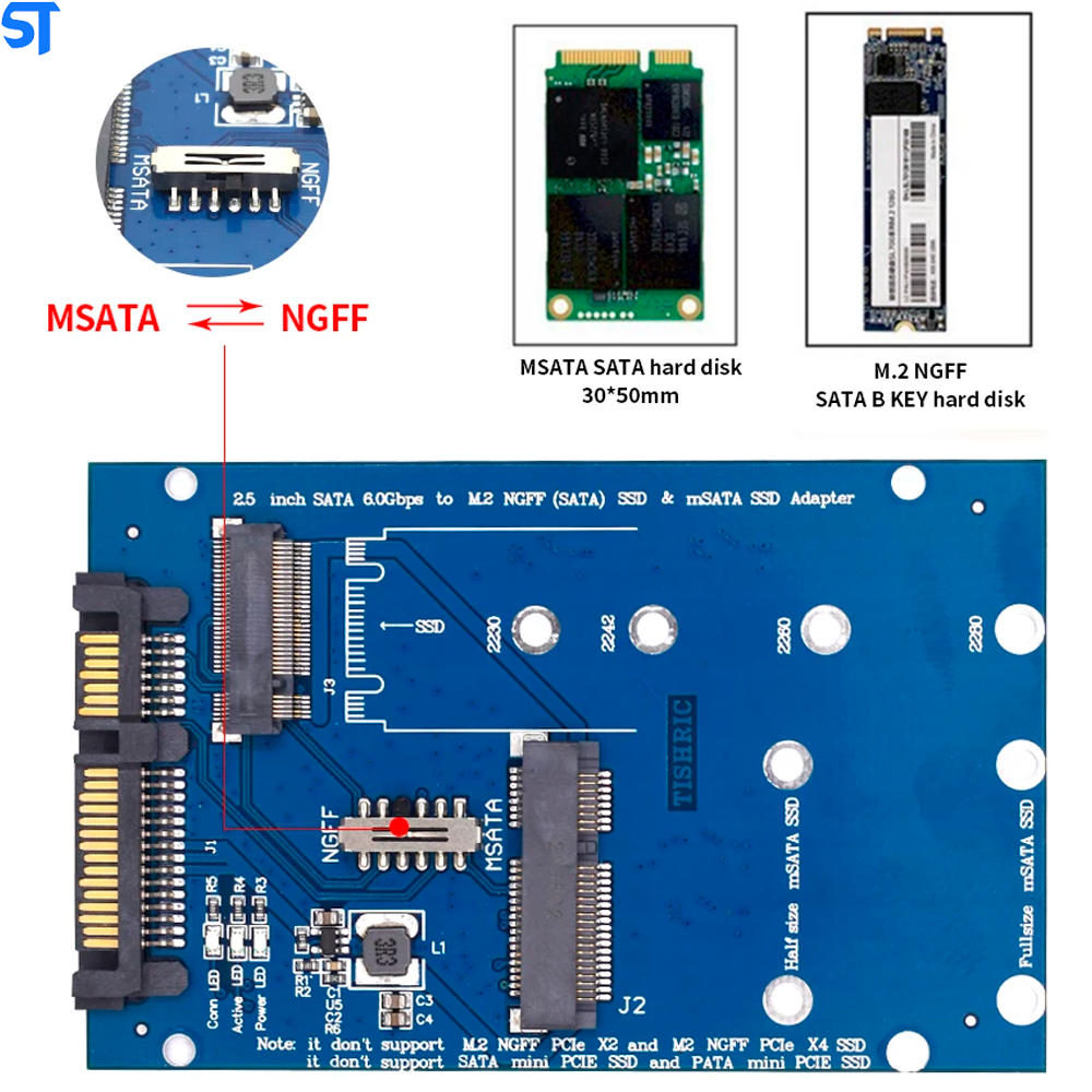 Adaptador de SSD M.2 NGFF Para Sata 6,0Gbs de 2,5 Azul