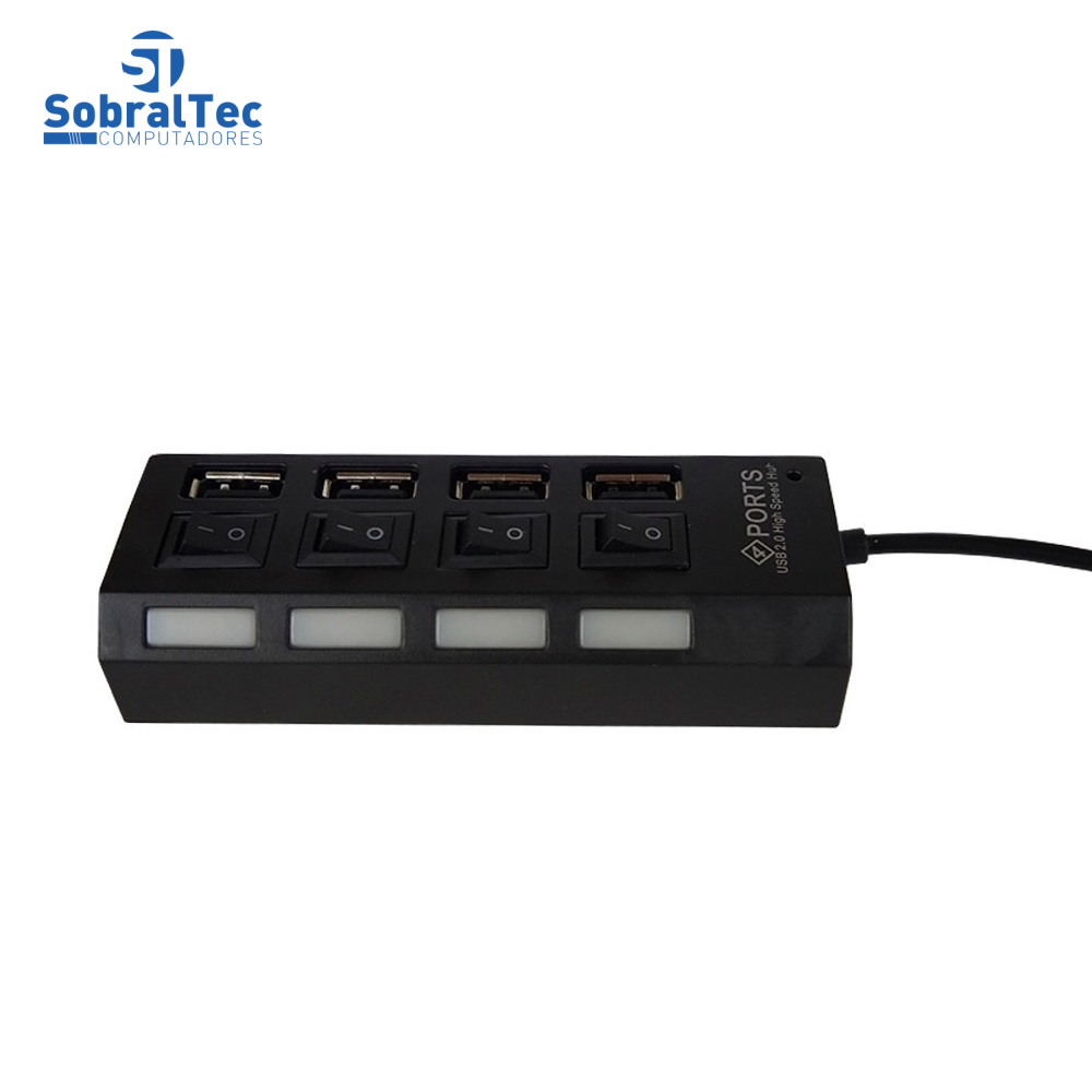 Hub Usb 2.0 Com 4 Portas Led Com Interruptor Suporta Dispositivos Com Até 500gb - XT-2066 Xtrad