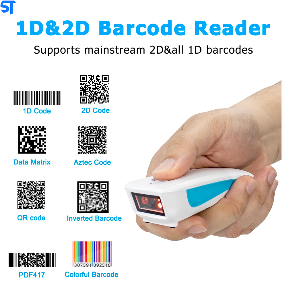 Leitor Código De Barras Bluetooth E USB NETUM C850 Branco Com Azul