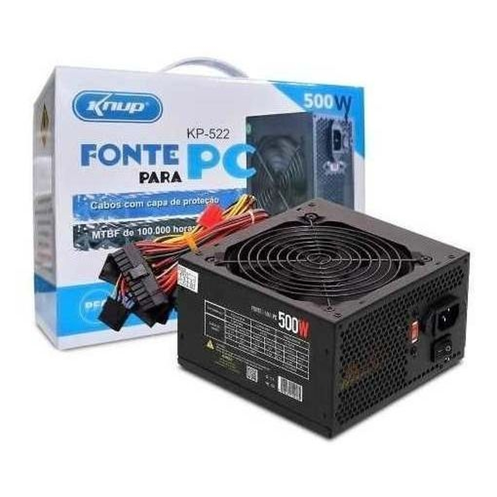 Fonte de Alimentação ATX Potencia Real 500W Knup- KP-522
