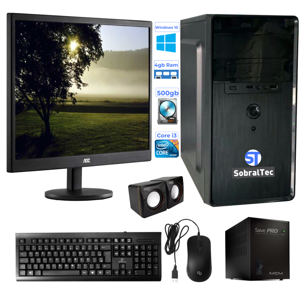 Computador Cpu SobralTec Core i3-3220 Hd 500Gb Memória 4Gb Configurável