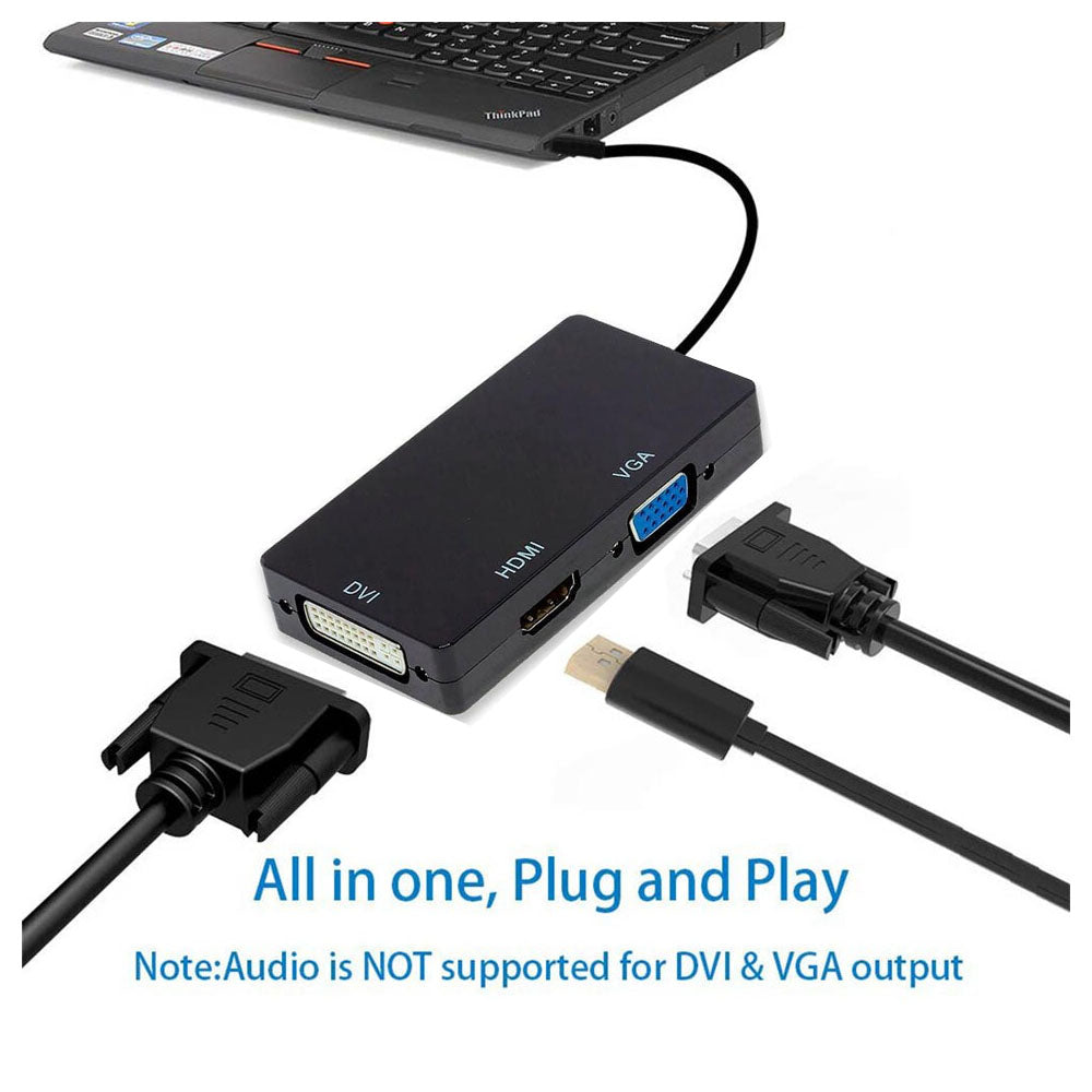 Conversor 3 em 1 Displayport Macho para Hdmi DVi Vga Cabo Fêmea - FSU