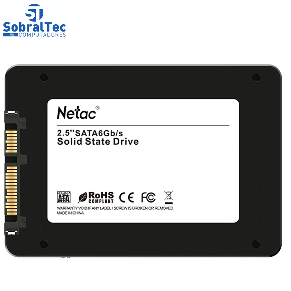 HD SSD 512GB Netac Sata 3 560mb/s para Leitura e 510mb/s para Gravação Black