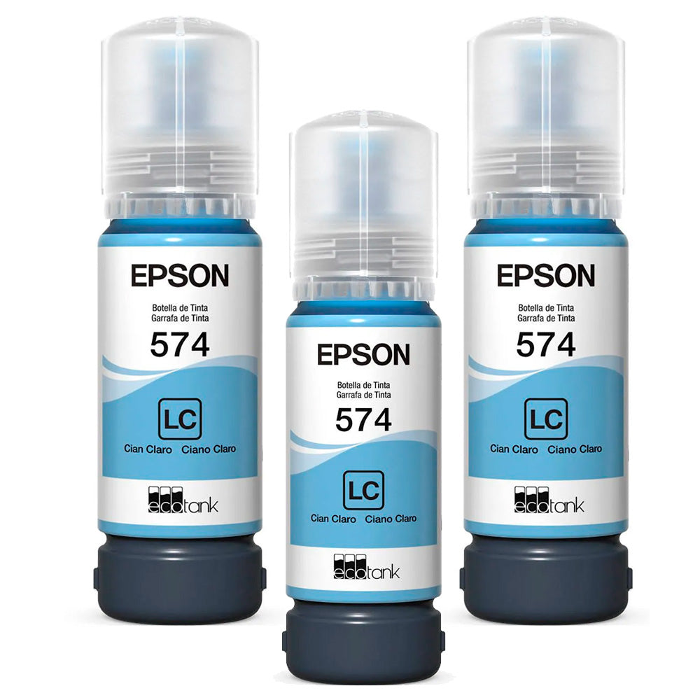 Refil de Tinta Epson 574 Cyano Claro LC 70ml Original T574120-AL para EcoTank L8050/ L18050