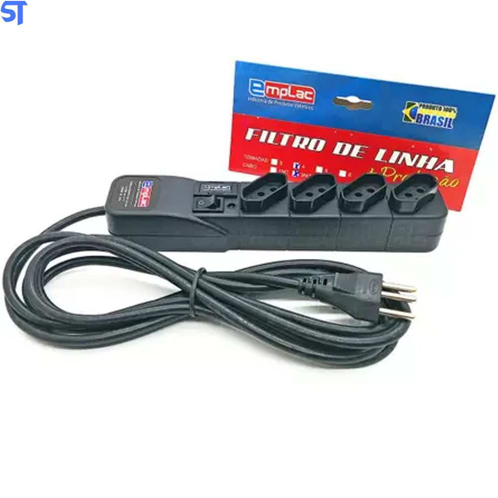 Protetor Eletrico Super Premium 4 Tomadas 5 Metros Emplac