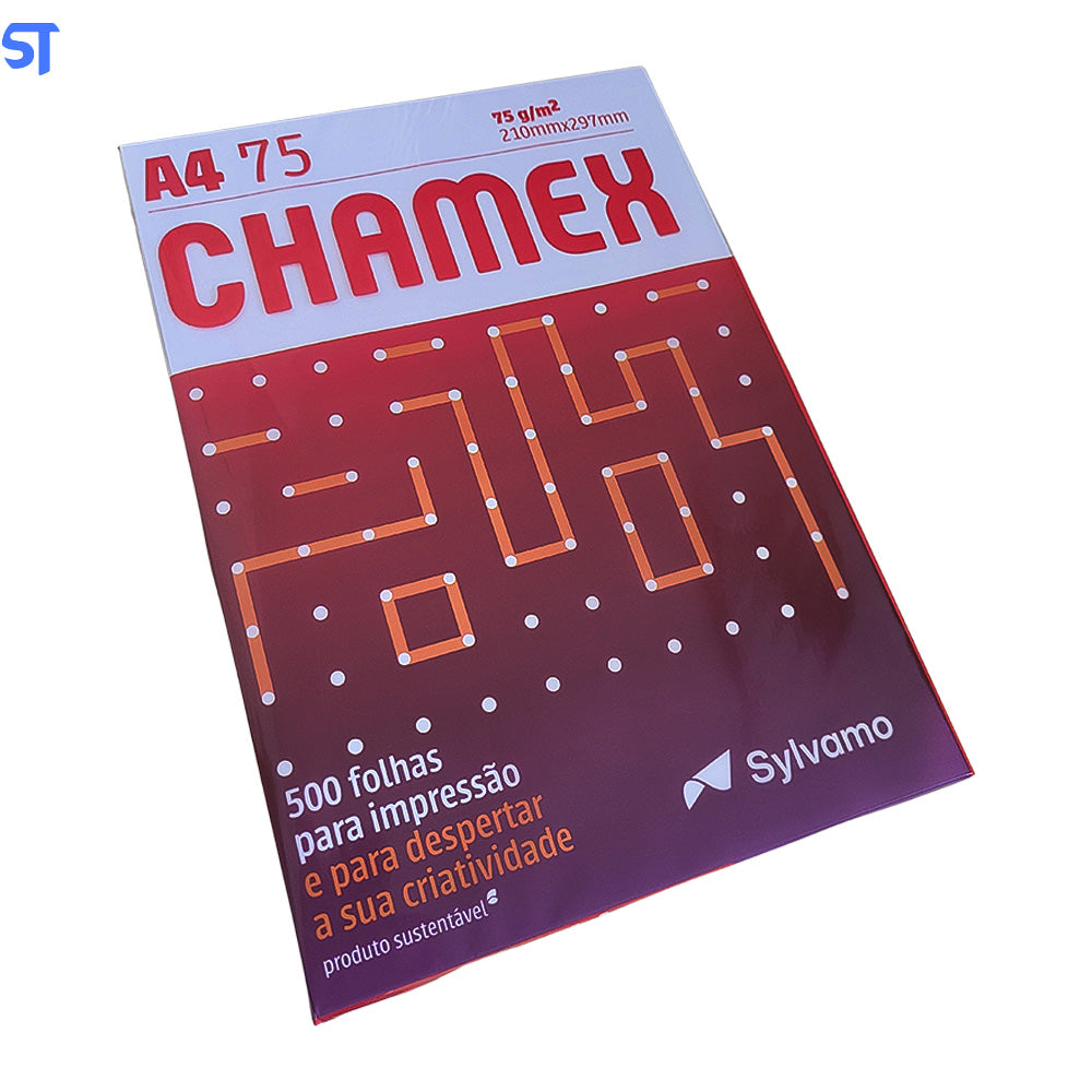 Caixa de Papel Com 10 Resmas Chamex A4 75g/m 210mm x 297mm Office Branco 500 Folhas