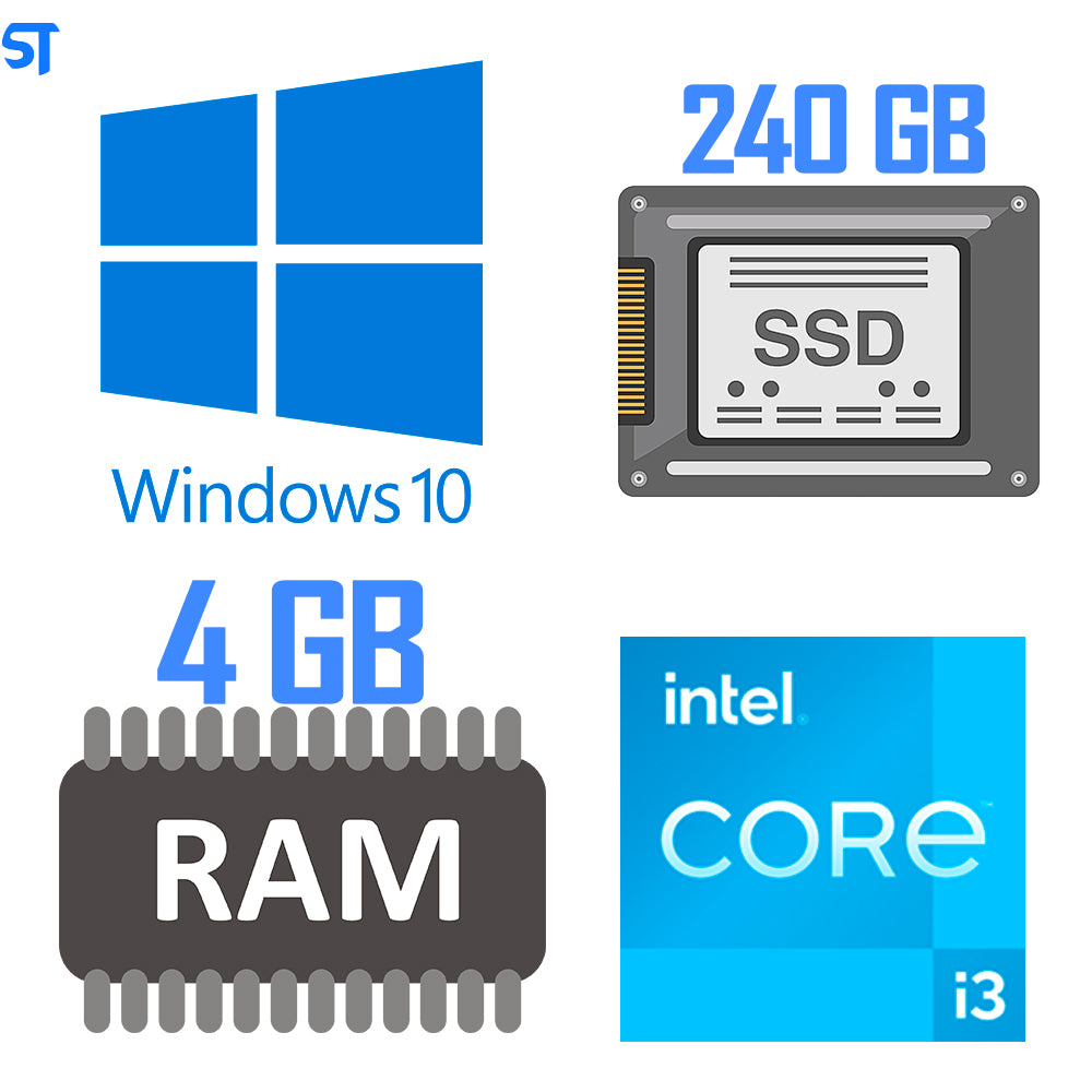 Computador Core i3-2100-HD SSD 240GB -Memória Ram 4GB- Com Monitor 15 HDMI- Teclado, Mouse e MousePad Brind