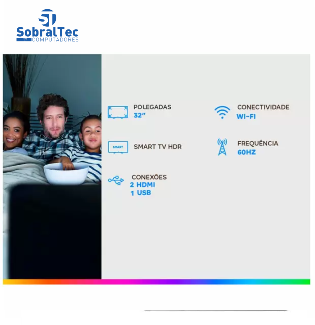 Smart TV LED 32” Samsung 32T4300A - Wi-Fi HDR 2 HDMI 1 USB