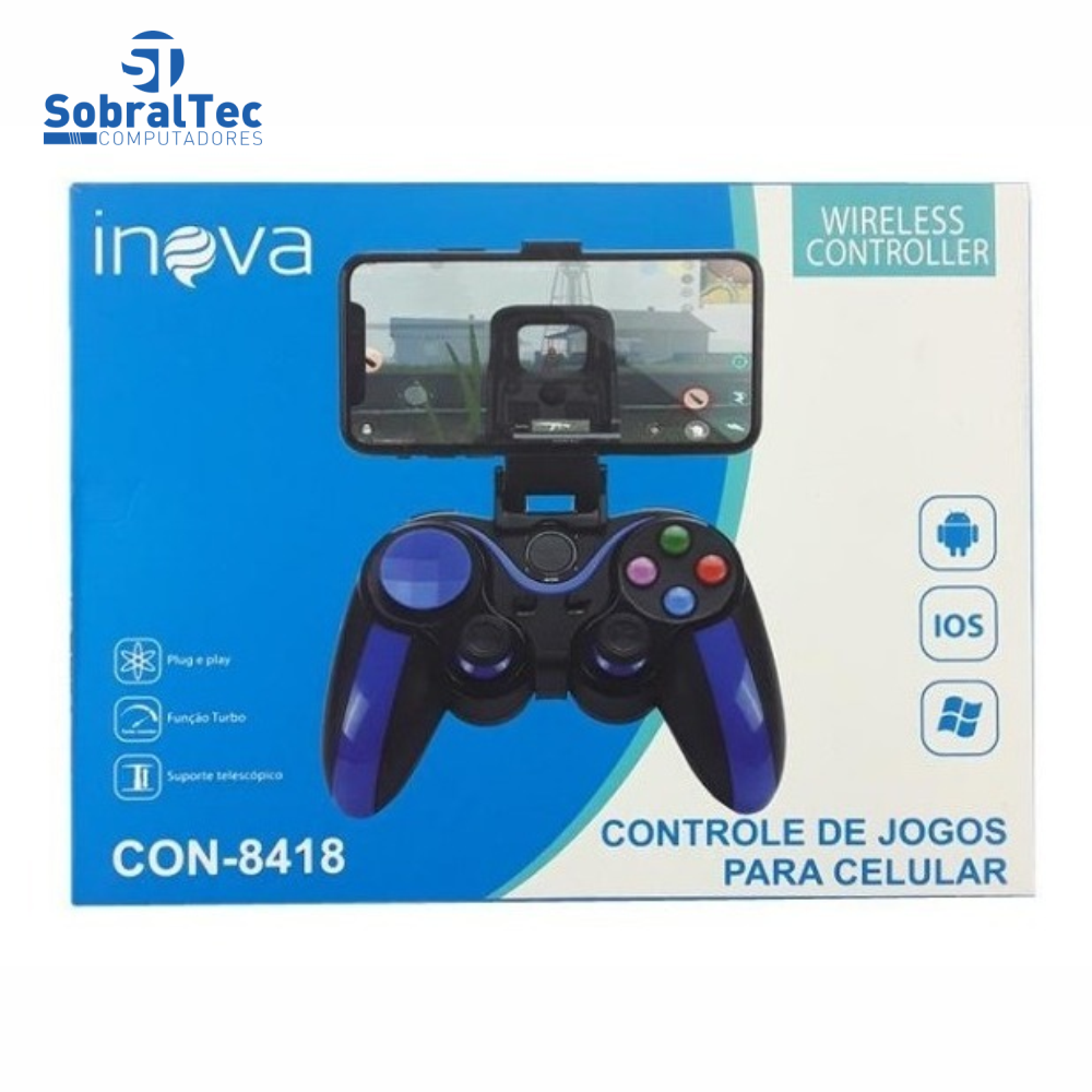 Controle Joystick Wireless Para Celular IOS Android e Windows Inova Con-8418