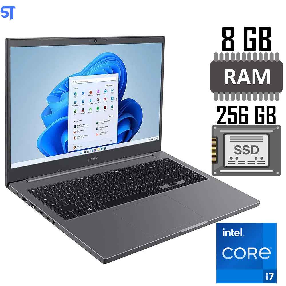 Notebook Samsung Book Intel Core i7 1156G7 -RAM 8GB- SSD256GB - 15,6” Full HD Windows 11 NP550XDA-KU1BR