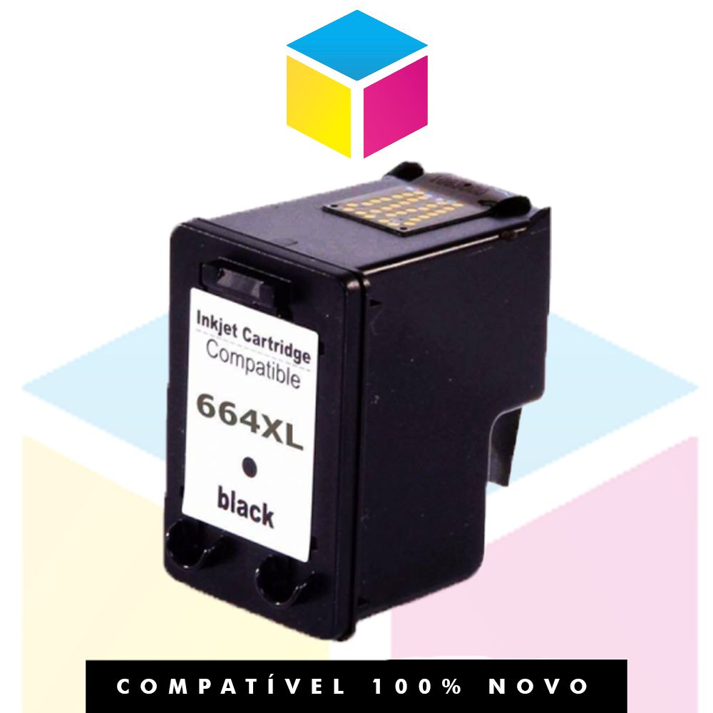 Cartucho Preto Compativel HP 664 XL 12 ML (F6V31AB) Para HP Deskjet 2136, 2676, 3776, 5076, 5276