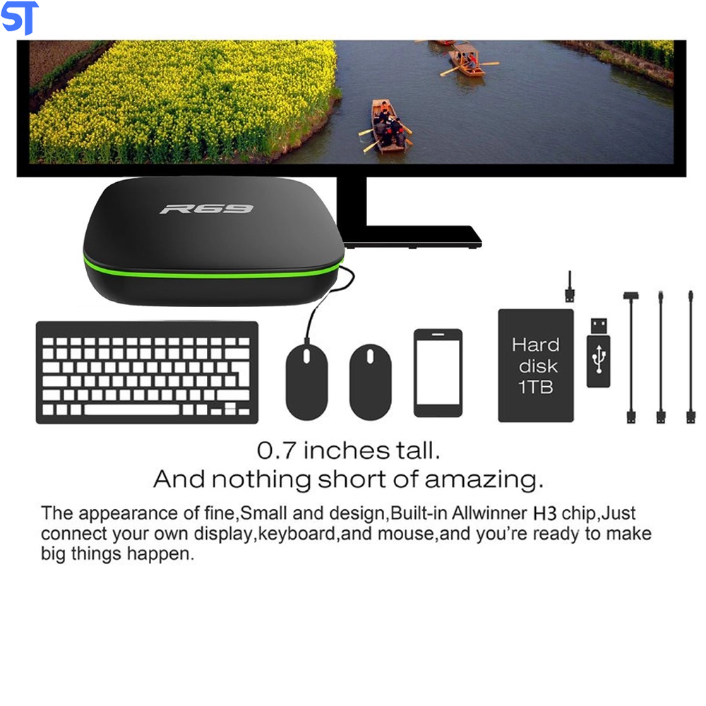 Receptor TV Box Smart R69 5G/ 8K/ 128GB/ Memória RAM 16GB / Android10.1 - Preto