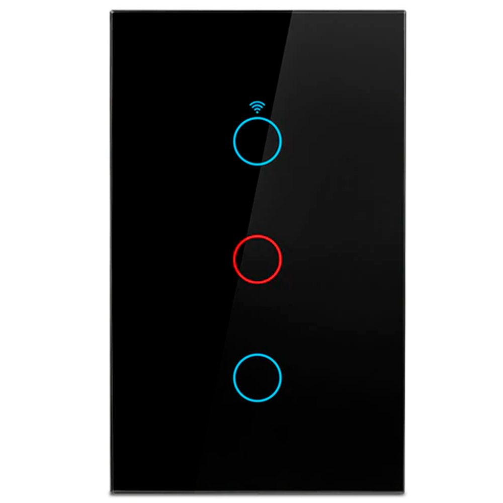 Interruptor de Parede Inteligente Para Casa 100V-250V WiFi com Led Amazon Alexa Google Home Tuya - Preto