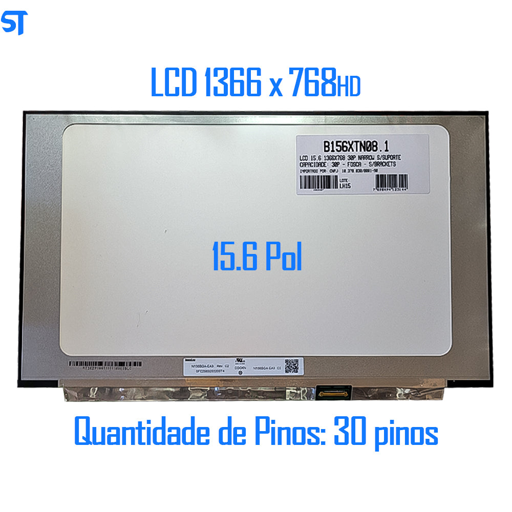 Tela Para Notebook LCD 15.6 HD (1366 x 768px) 30 Pinos