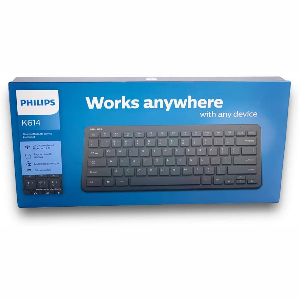 Teclado Wireless 2.4Ghz Bluetooth 4.0 Suporta Vários Dispositivos Philips k614