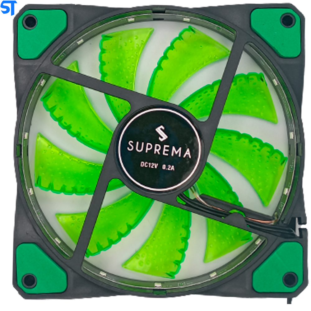 Cooler Fan Gamer 15 Led 120mm Verde Suprema - F003
