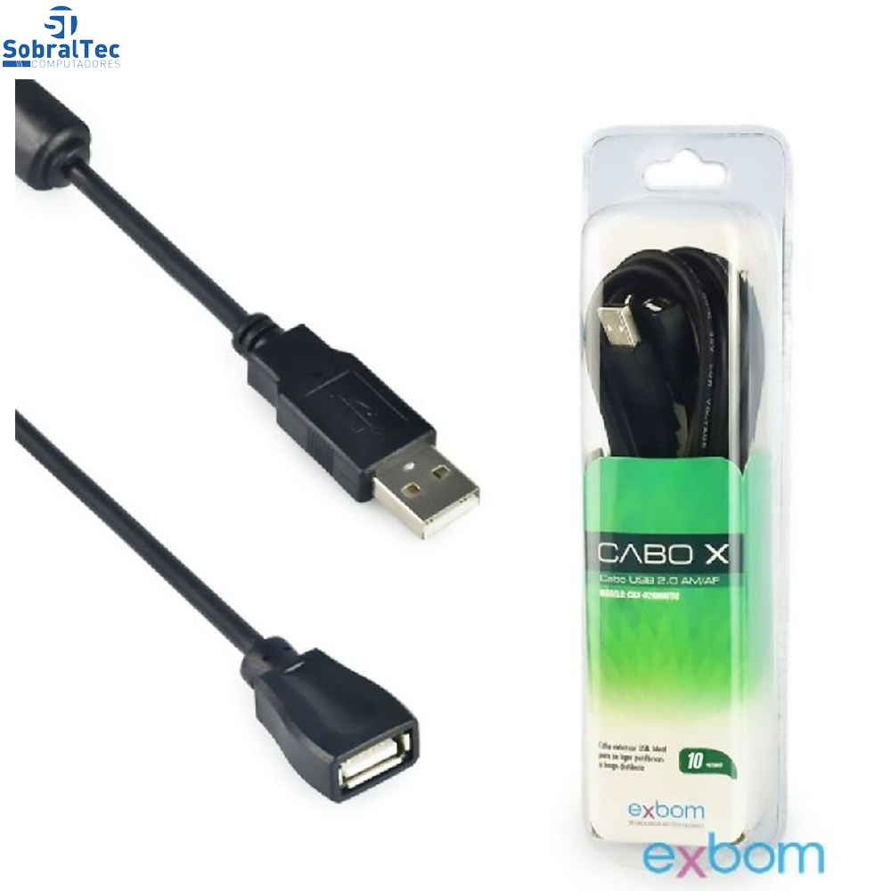 CaboX-Cabo Extensor USB 2.0/AM+AF/OD4.8/10M com Filtro Blister