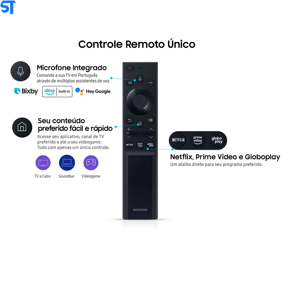 Smart TV 4K QLED 50” Samsung QN50Q60AAGXZD - Wi-Fi Bluetooth HDR 3 HDMI 2 USB