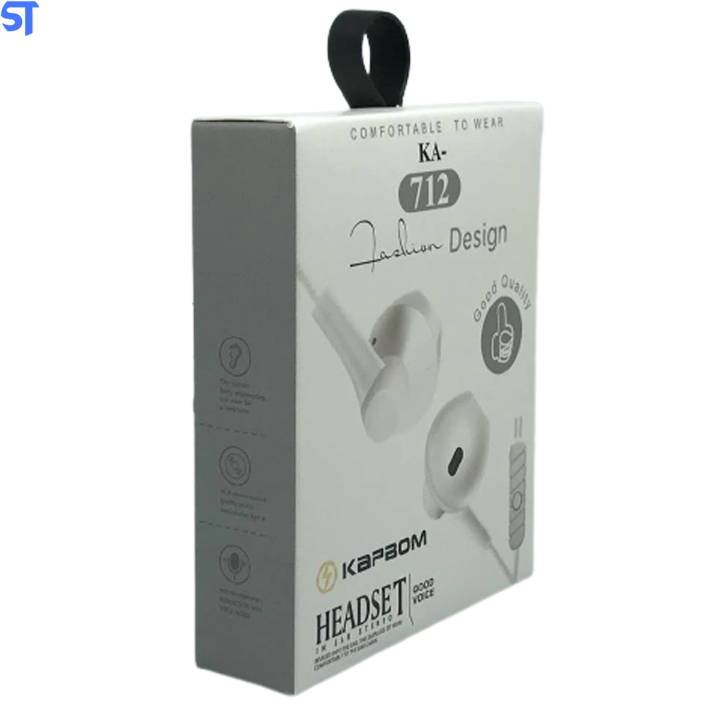 Fone De Ouvido Estéreo Com Microfone Kapbom - KA-712- Branco