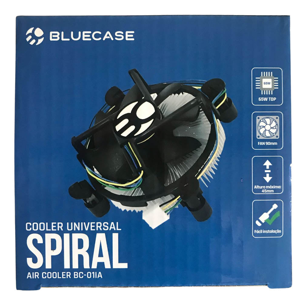 Cooler Universal Spiral - Intel Alumínio - 775/1155/1150/1156/1151 | Bluecase (BC-01IA)