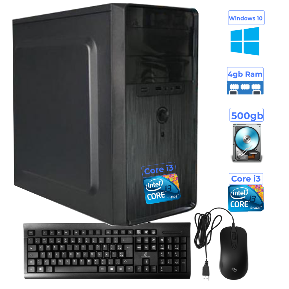 Computador Core i3-3240 Gaginete Micro-Atx Mt-25V2BK Ssd 128Gb Memória Ram 4GB 1333Mhz Pr