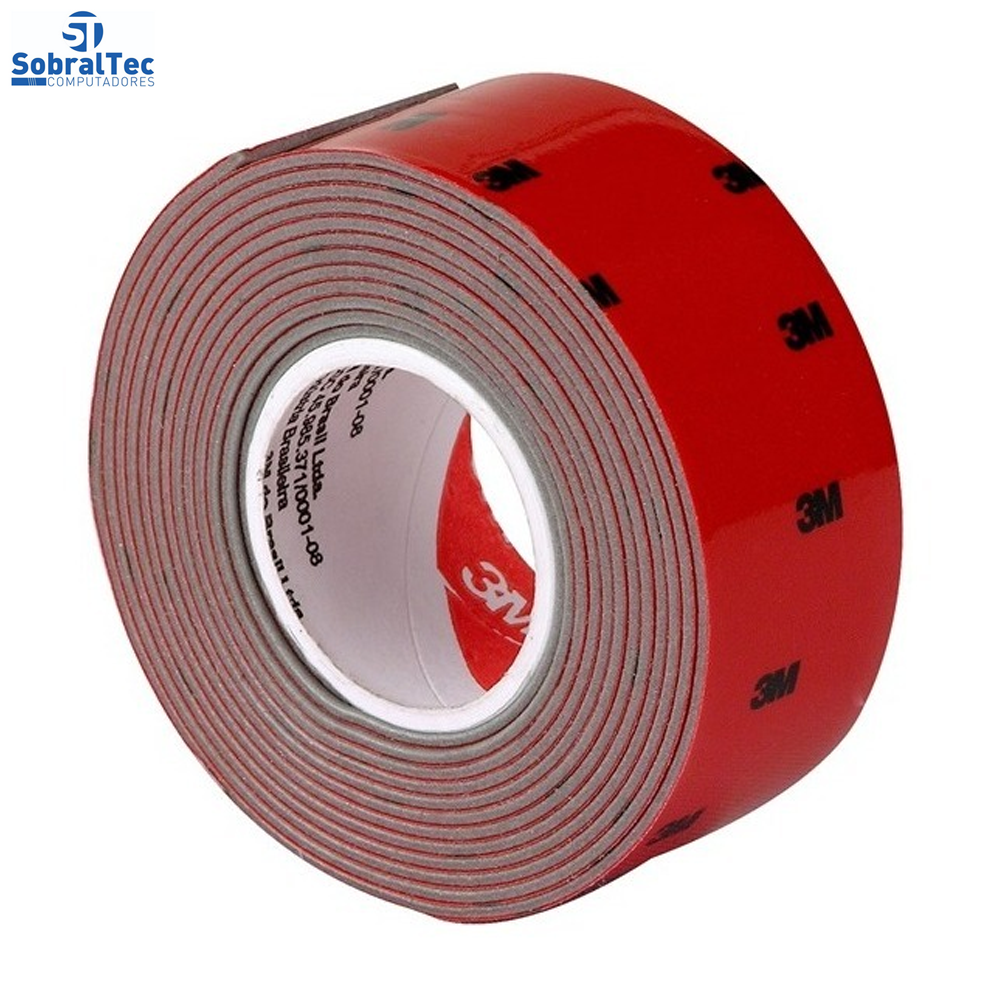 Fita Dupla Face 3M Scotch Fixa Forte Espuma Uso Interno e Externo 24 mm x 1,5 m Preta