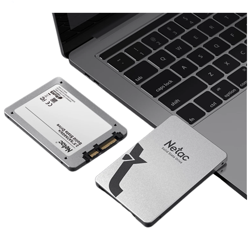 HD SSD Netac 1TB 2.5`SataIII 560Mbps de Leitura 520Mbps de Gravação - 3D Nand - Em Aluminio