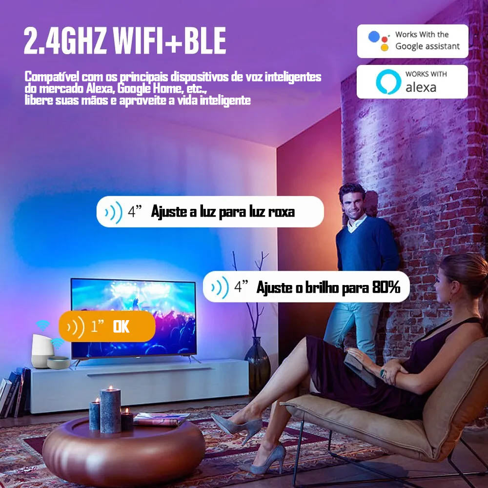 Lâmpada Smart de Teto WIFI LED Regulavel com Alexa Google Assistente 220V-240V Tuya - Branca
