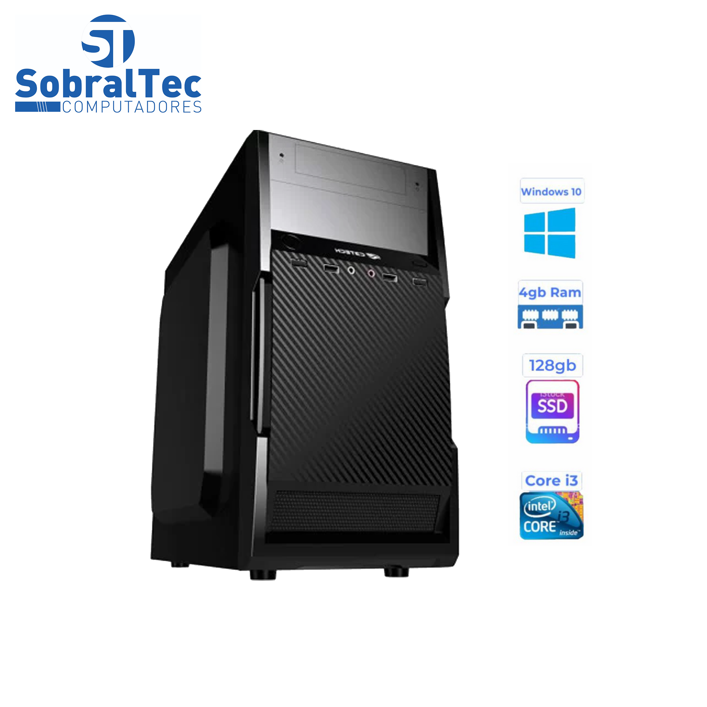 Computador Core i3- 3220- -HD SSD 128GB - Memória Ram 4GB-1333- Gab ATX MT-25V2BK