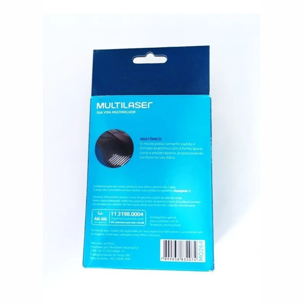 Mouse Usb Sem Fio 1600dpi Preto Multilaser MO-264